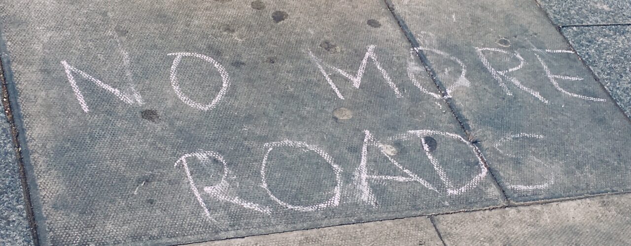 No More Roads Protest Sign