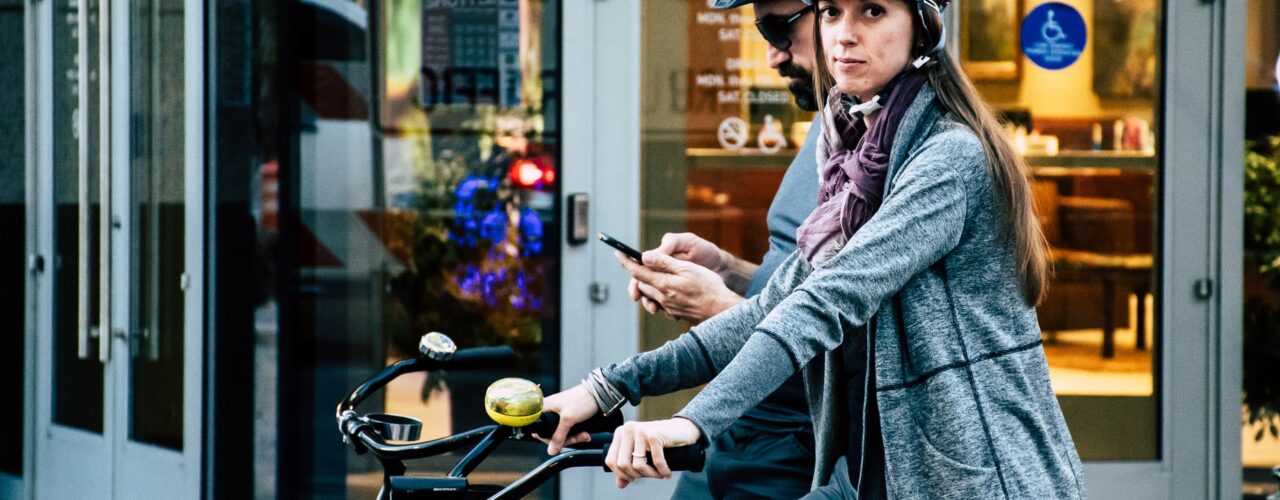 City woman on bike