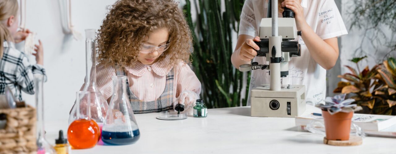 Children doing science lab experiments